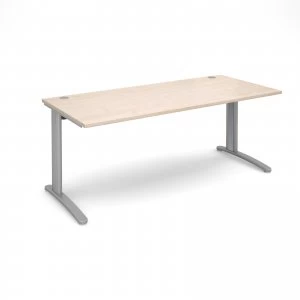 TR10 Straight Desk 1800mm x 800mm - Silver Frame maple Top
