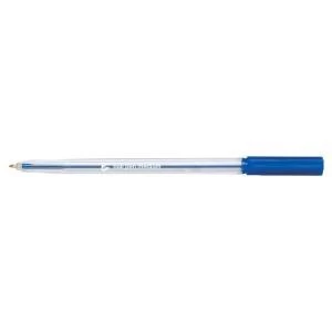 Office Ball Pen Clear Barrel Medium 1.0mm Tip 0.7mm Line Blue Pack of