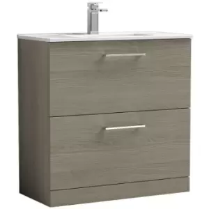 Arno Solace Oak 800mm 2 Drawer Vanity Unit with 18mm Profile Basin - ARN2535B - Solace Oak - Nuie