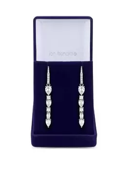 Jon Richard Rhodium Plated Cubic Zirconia Mixed Stone Linear Earrings - Gift Boxed, Silver, Women
