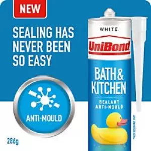 UniBond Bathroom and Kitchen Sealant Cartridge White 280ml 2652145