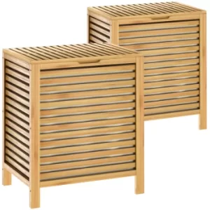 Bamboo Laundry Basket Laundry Collector Bathroom Wood 2x
