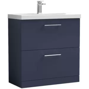 Arno Matt Electric Blue 800mm 2 Drawer Vanity Unit with 50mm Profile Basin - ARN1735D - Electric Blue - Nuie
