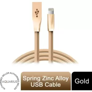 Spring Zinc Alloy Lightning to USB Sync and Charge Cable - 1 Meter, Gold