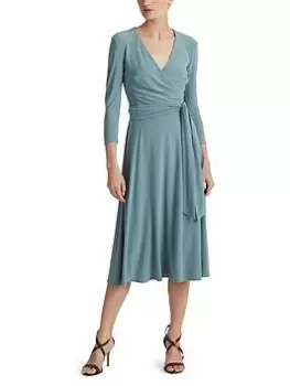 Lauren by Ralph Lauren Carlyna Wrap Detail Maxi Dress, Blue, Size 8, Women
