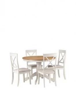 Julian Bowen Davenport 106cm Round Dining Table + 4 Chairs