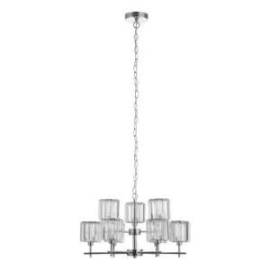 Spa Pegasi 9 Light Chandelier Crystal Glass and Chrome