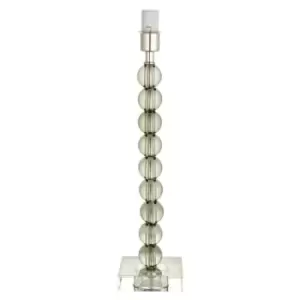 Adelie Base Only Table Lamp, Grey Green Tinted Crystal Glass, Bright Nickel Plate