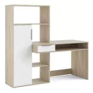 Function Plus Desk Multi-Functional Desk With Drawer And 1 Door In White And Oak Effect
