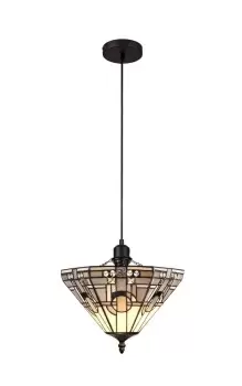 1 Light Uplighter Ceiling Pendant E27 With 30cm Tiffany Shade, White, Grey, Black, Clear Crystal