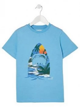 Fat Face Boys Resort Shark T-Shirt - Sky Blue