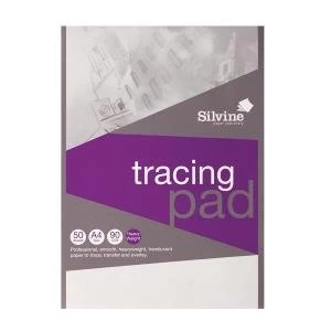 Silvine A4 Professional Tracing Pad Acid Free Paper 90gsm 50 Sheets