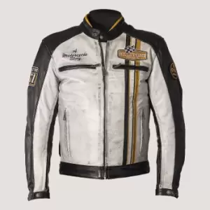 Helstons Indy Rag Leather Black White Yellow Motorcycle Jacket L