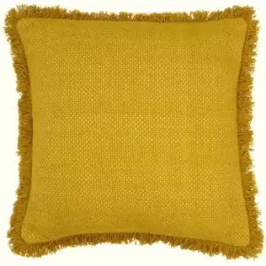 Furn - Sienna Twill Woven Fringed Cushion Cover, Ochre, 45 x 45 Cm
