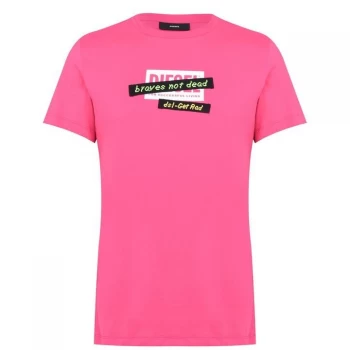 Diesel Embroidered Tape T Shirt - Pink 3BG
