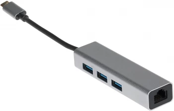 Nikkai USB-C to Gigabit RJ45 Ethernet plus 3x USB-A ports 3.0 Multiport Adapter - Silver