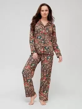 Lauren by Ralph Lauren Sateen Printed Long Pyjama Set - Multi Paisley, Multi, Size S, Women