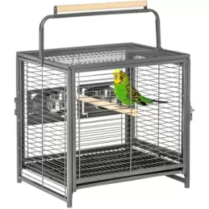 Parrot Cage, Travel Carry Pet Bird Cage Cockatiel w/ Metal Handle - Black - Pawhut