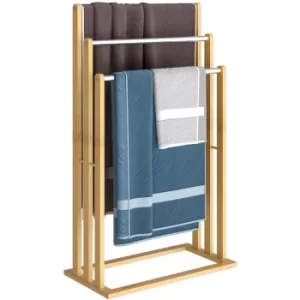 Freestanding Towel Rail Bamboo with Stainless Steel Rails Up to 15kg 1x