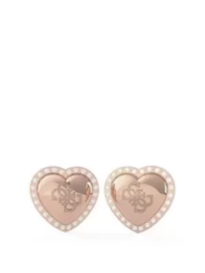 Guess Guess That'S Amore Ladies Stud Earrings, Rose Gold, Women