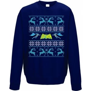 Batman - Reindeer Mens Medium Crewneck Sweatshirt - Blue