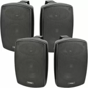 4x 4' 60W Black Outdoor Rated Speakers 8 ohm Weatherproof Wall Mounted HiFi