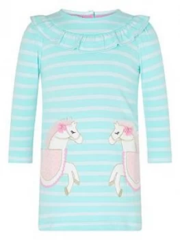 Monsoon Baby Girls S.E.W. Horses Stripe Sweat Dress - Aqua