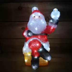 39cm Festive Acrylic Lit Sitting Santa Bird Outdoor Christmas Decoration 40 LED