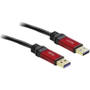 Delock USB cable USB 3.2 1st Gen (USB 3.0 / USB 3.1 1st Gen) USB-A plug, USB-A plug 3m Red, Black gold plated connectors, UL-approved 82746