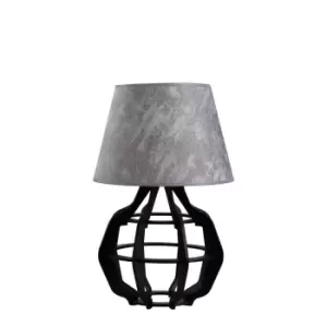 Bento Table Lamp With Round Tapered Shade Black, Grey, 30.5cm, 1x E27