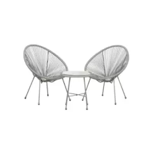 MONACO Grey 3pc Egg Chair Set With Screw in Legs and 50cm Diameter Glass Top Table