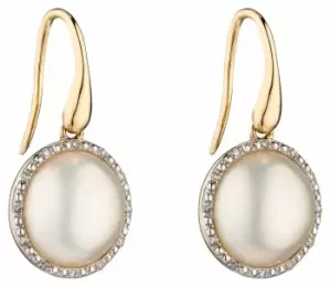 Elements Gold GE2287W 9k Yellow Gold Diamond And Pearl Drop Jewellery