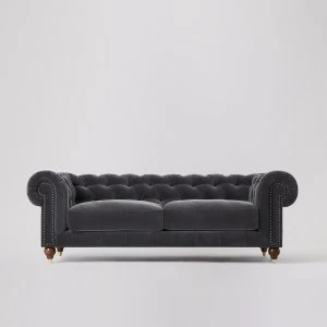 Swoon Winston Velvet 3 Seater Sofa - 3 Seater - Granite