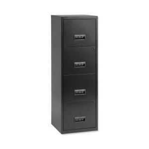 Pierre Henry A4 Maxi Steel Lockable 4 Drawer Filing Cabinet Black