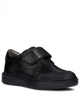 Geox Riddock Leather Strap School Shoes - Black, Size 2 Younger