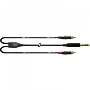 Cordial CFY 3 VCC Audio/phono Y adapter [1x Jack plug 6.35mm - 2x RCA plug (phono)] 3m Black