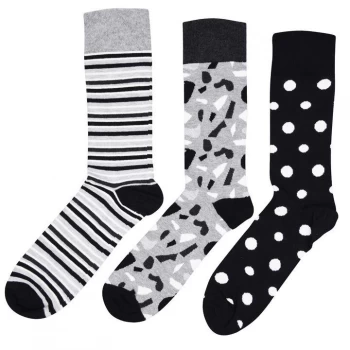 Happy Socks Happy 3 Pack Mix Dot Socks - Monochrome