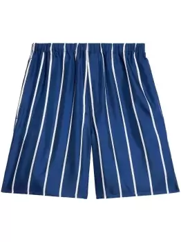AMI PARIS Elasticated Waist Silk Shorts Blue