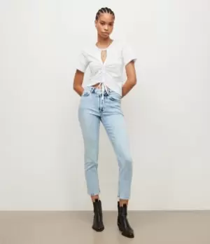 AllSaints Womens Imogen Mid-Rise Slim Jeans, Mid Indigo, Size: 26