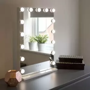 Jack Stonehouse - At Home Comforts Hollywood Portrait Mirror - 15 LED bulbs - White/silver