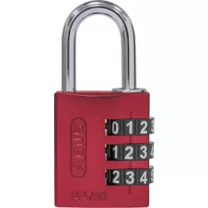 ABUS Combination lock, aluminium, 144/30 lock tag, pack of 6, red