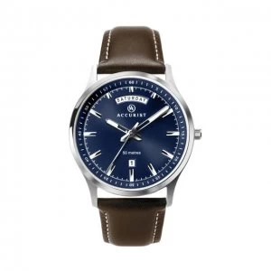 Blue And Brown 'Accurist leather strap' Watch - 7262 - multicoloured