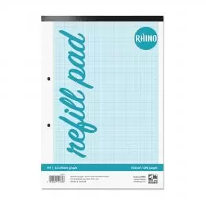 RHINO A4 Graph Pad Headbound 100 Pages 50 Leaf 1510 Graph Ruling with