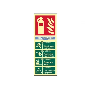 Scan Dry Powder Fire Extinguisher Sign 75mm 200mm Photoluminescent