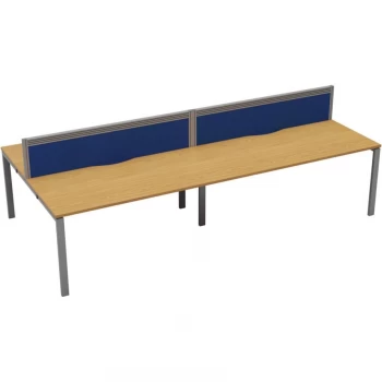 4 Person Double Bench Desk 1200X780MM Each - Silver/Oak
