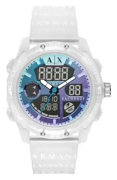 Armani Exchange Clear Silicone Strap Watch