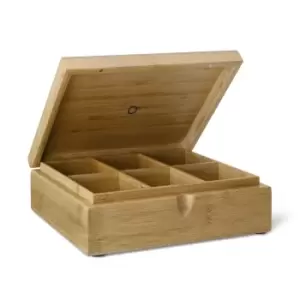 Bredemeijer Tea Box in Bamboo with 6 Inner Compartments No Window in Lid in Natu
