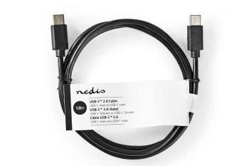 Nedis 480 Mbps Sync & Charge USB-C 2.0 Cable - Black, 1m