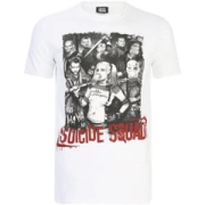 DC Comics Mens Suicide Squad Harley Quinn and Squad T-Shirt - White - L