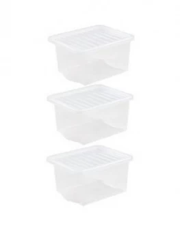 Wham Set Of 3 Clear Plastic Crystal Storage Boxes ; 35 Litres Each